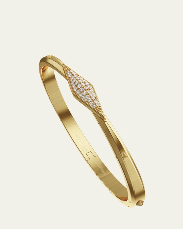 Points North 18K Yellow Gold Cuff with Pave Diamond Clasp, Medium